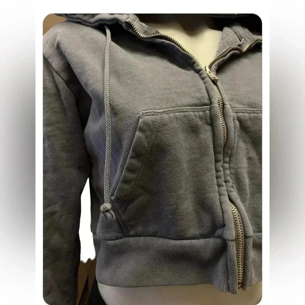 Brandy Melville Blue Cropped  Hoodie Size Small - Picture 4 of 8
